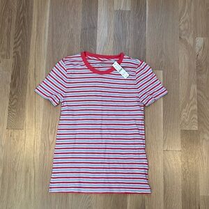 Jcrew, size XS. White/grey,coral stripe.